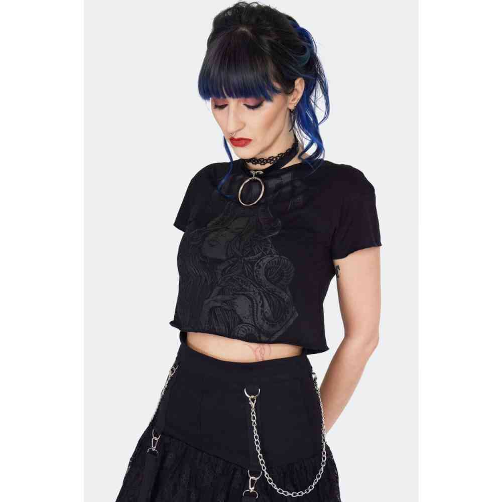 Jawbreaker - Lilith Printed Cropped Crop top - Black